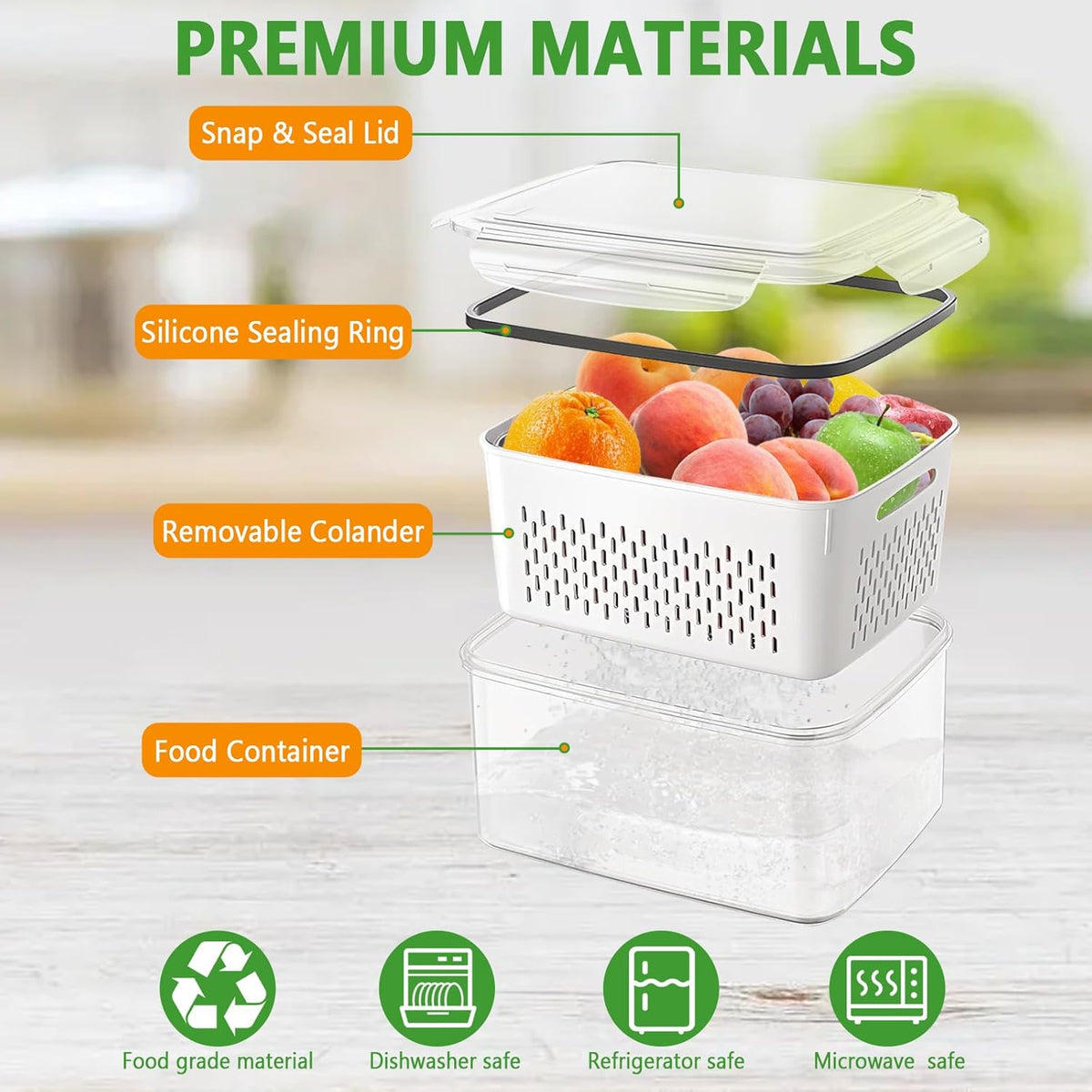 🍓🥰 Refrigerator Food Storage Containers